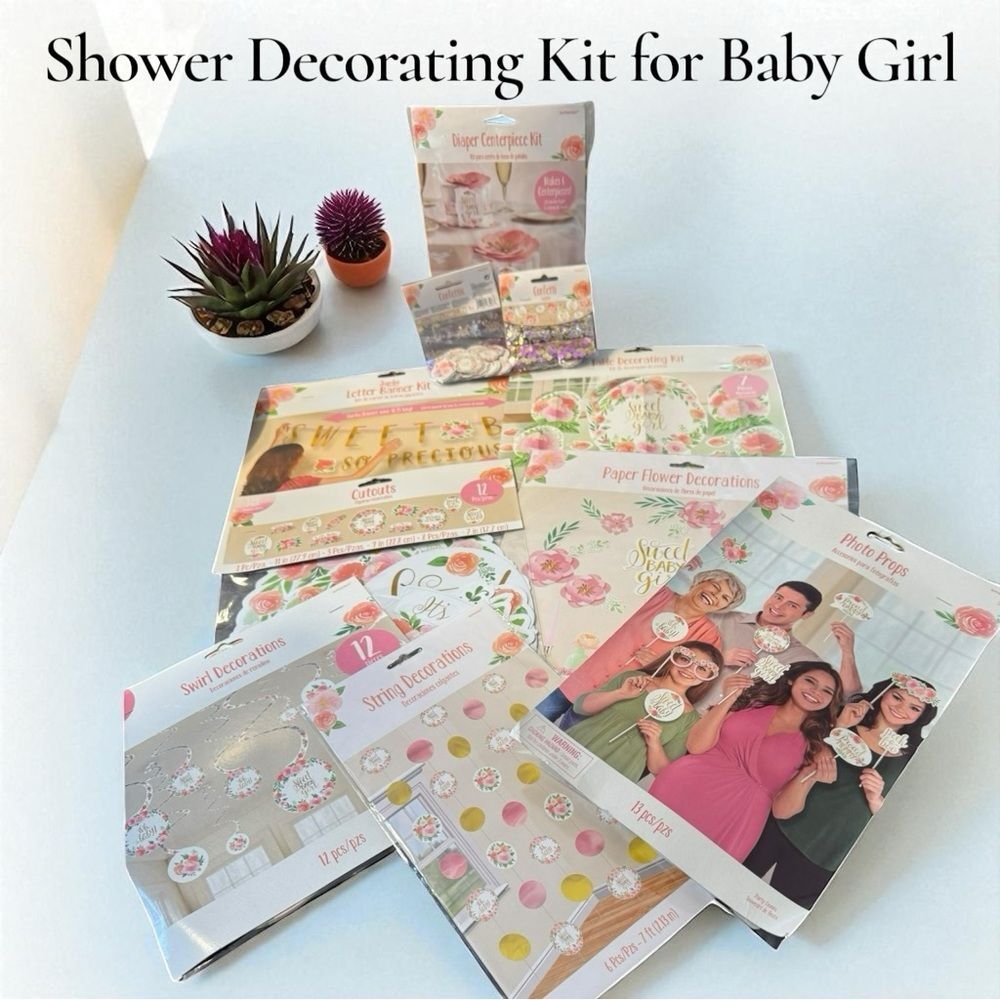“Sweet Baby Girl” DELUXE Piece Baby Shower Decorating Kit